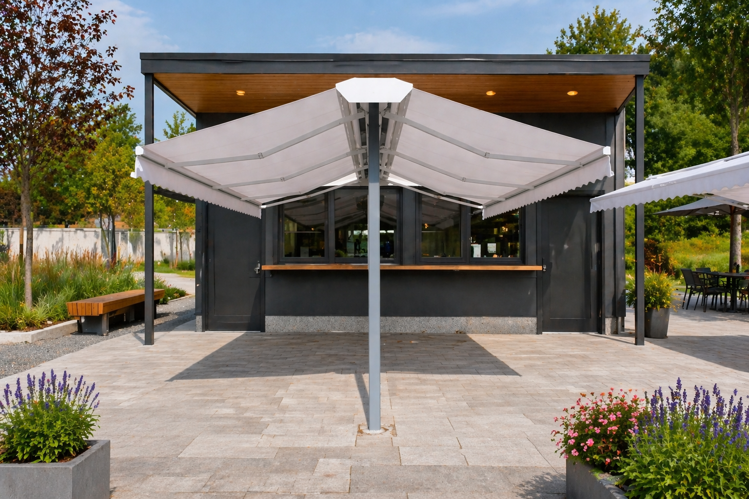 Állványos party napellenző étterem terasz